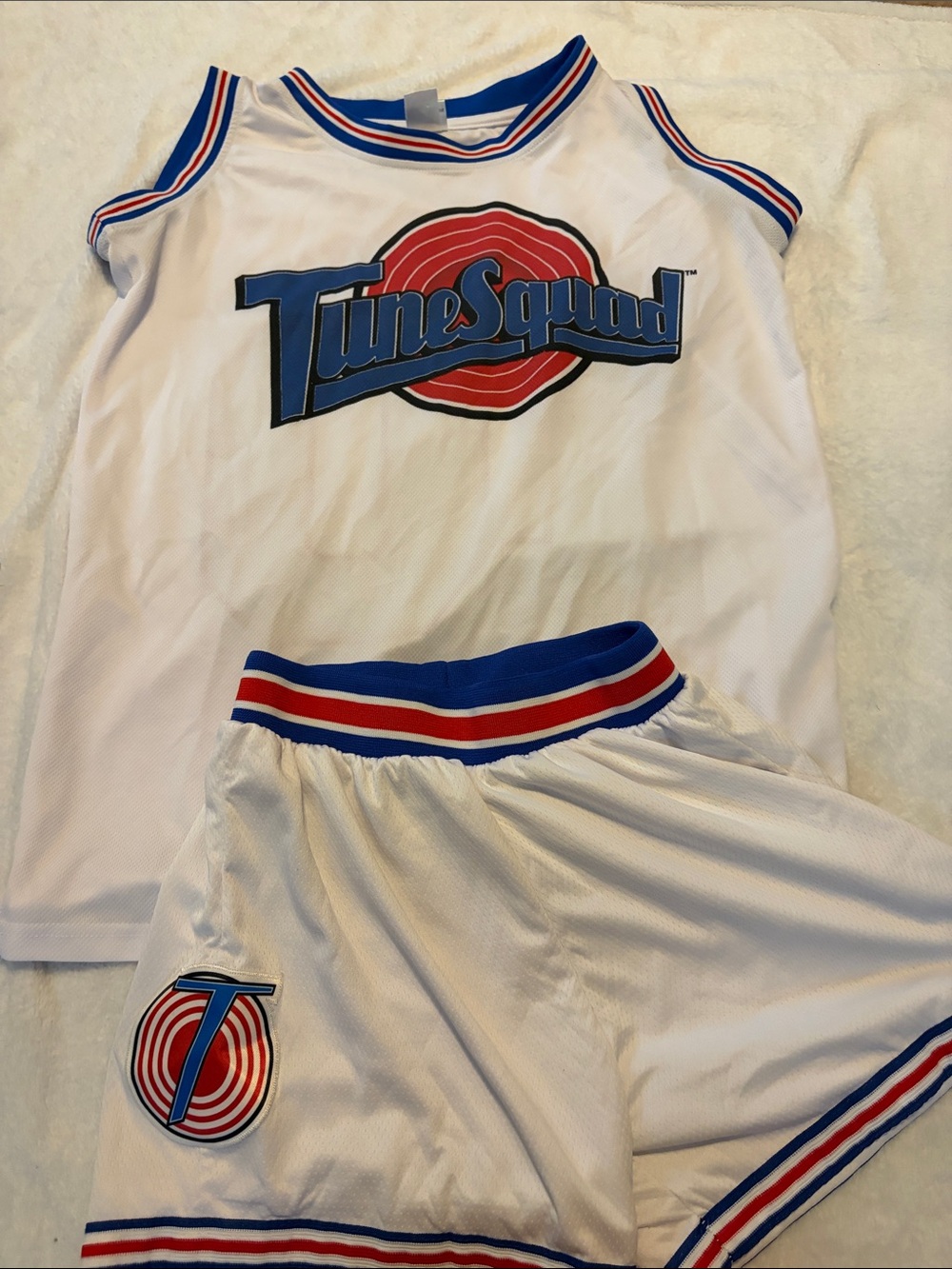 Teen White & Blue Basketball Jersey and Shorts Set